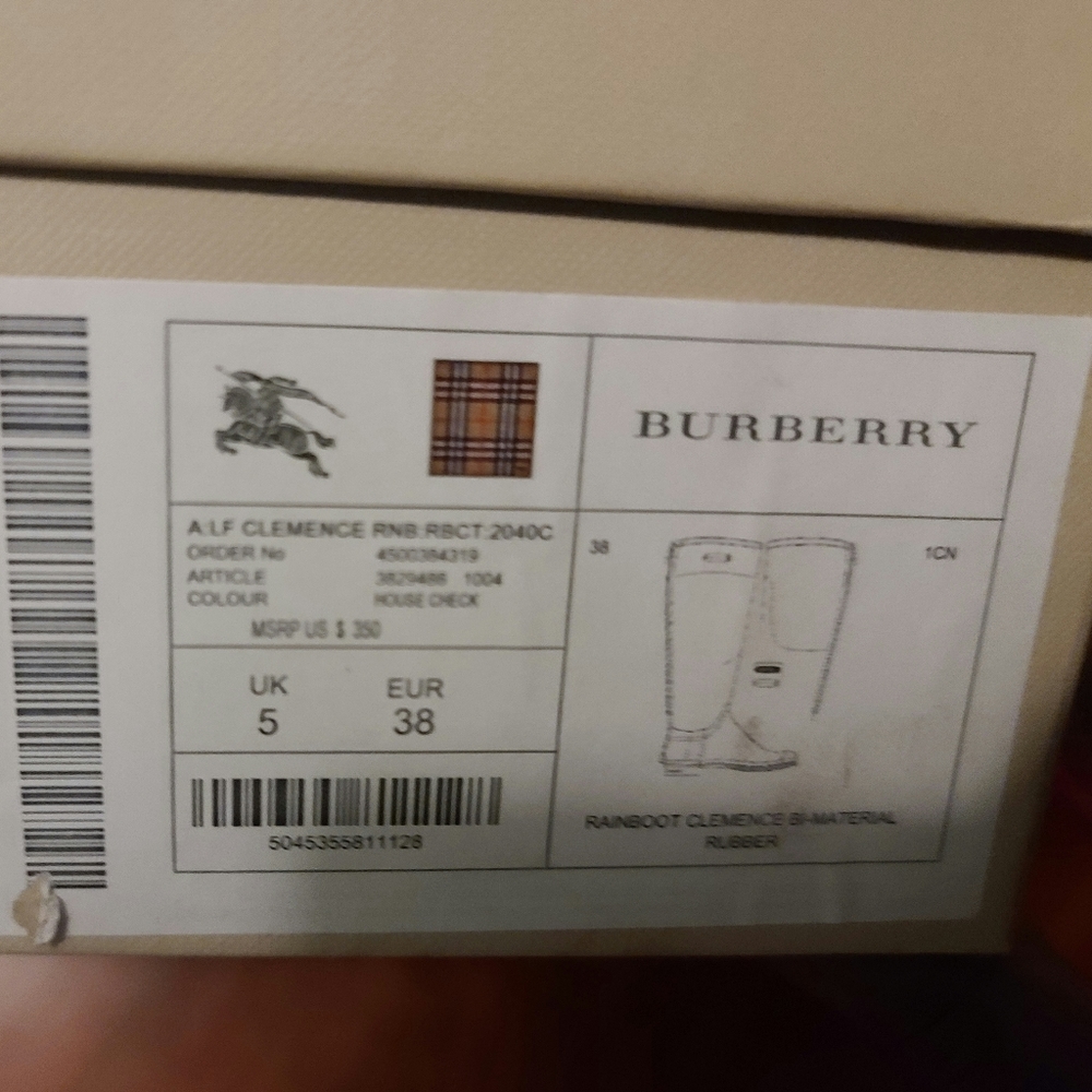 Burberry Clemence Rain Boots - Size 38